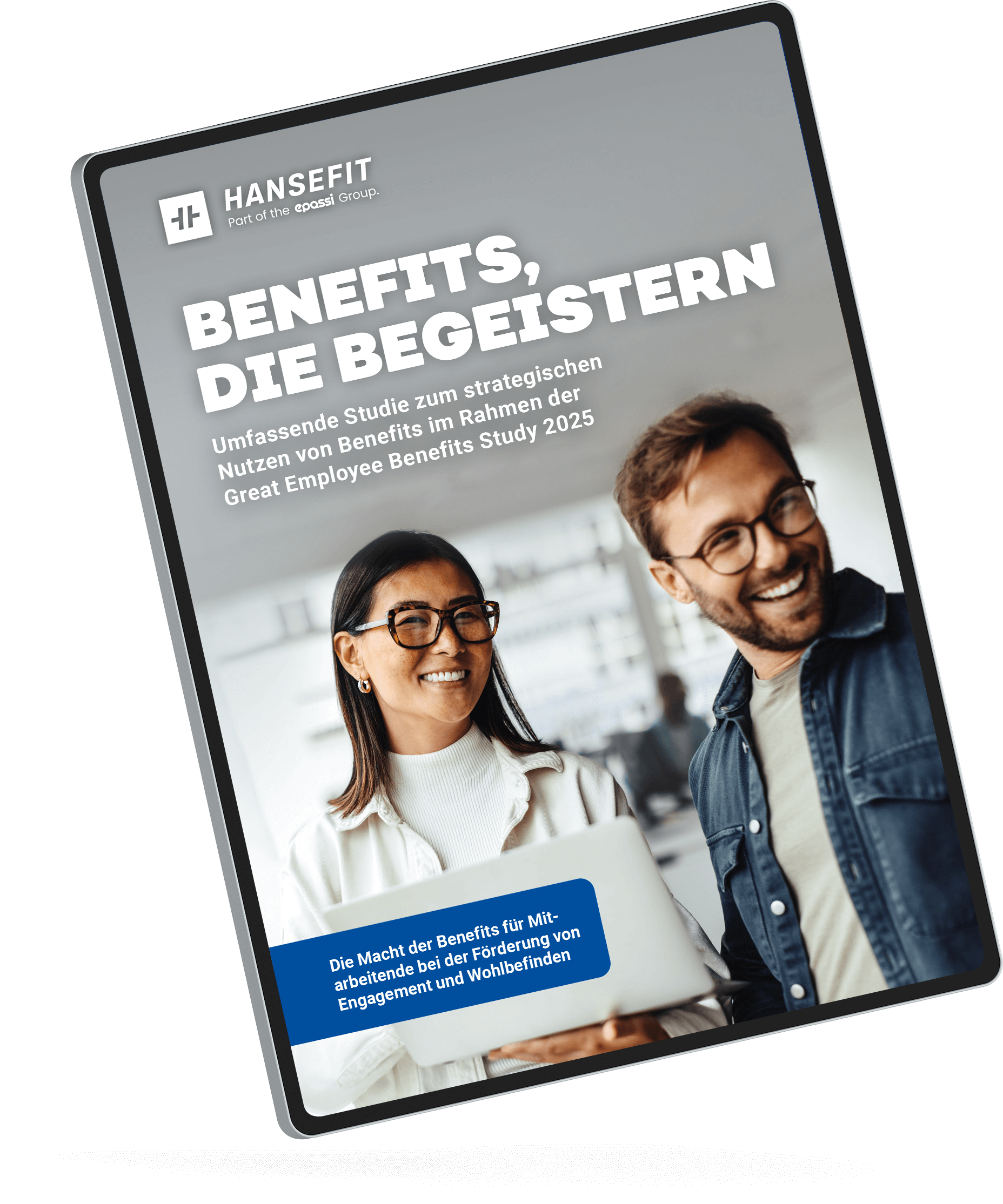 tablet-grafik-gebs-booklet Ein Blick auf die erste Seite der Reports zur Mitarbeiterbenefits Studie