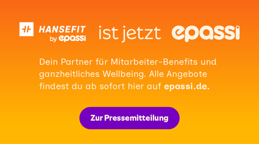 Pop Up Banner, der kommuniziert, dass Hansefit nun Epassi ist. Man kann auf eine Pressemitteilung gelangen.